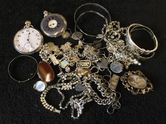 Mixed silver jewellery, watches etc